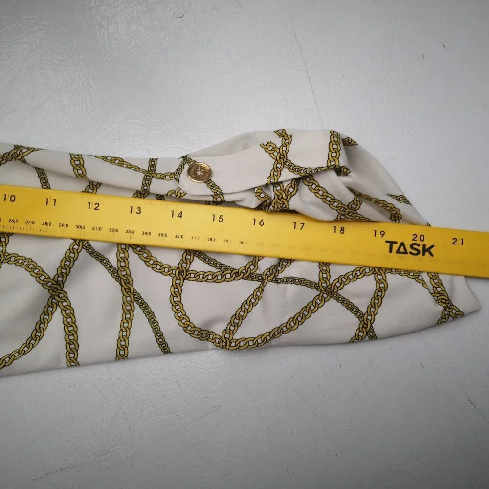 Michael Michael Kors Ladies Size XL Off White & Gold Chain Pattern Top - Picture 12 of 13